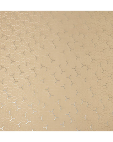 Warm Champagne Beige Geometric Jacquard Silk Crepe 140cm