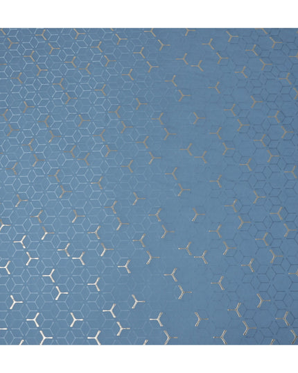 Steel Denim Blue Geometric Jacquard Silk Crepe 140cm