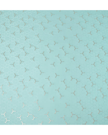 Aqua Turquoise Green Geometric Jacquard Silk Crepe 140cm