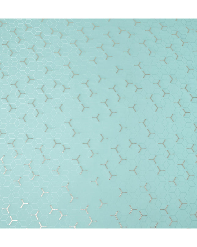 Aqua Turquoise Green Geometric Jacquard Silk Crepe 140cm
