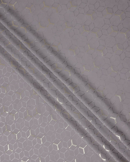 Mauve Grey Purple Geometric Jacquard Silk Crepe 140cm