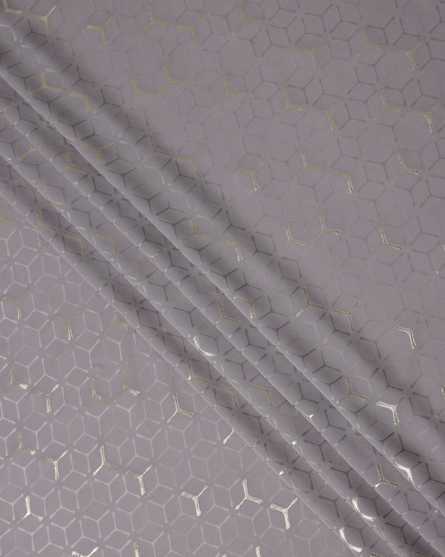 Mauve Grey Purple Geometric Jacquard Silk Crepe 140cm