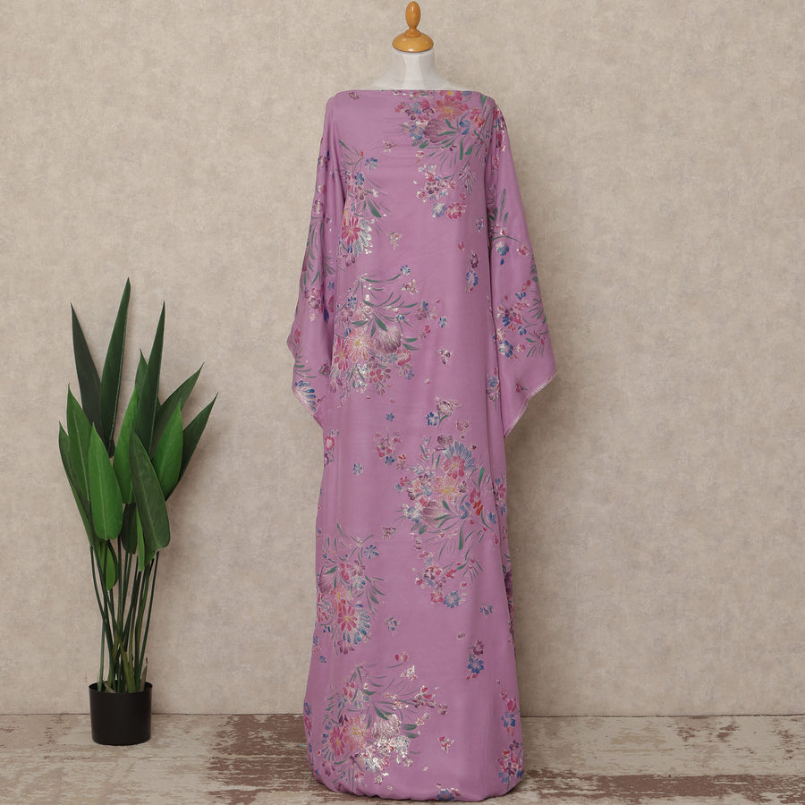 Pink Floral Premium Pure Silk Satin Fabric With Metallic Finish 3.5 Meters, 140 Cms Width, South Korea Luxury Dress Material-D27708