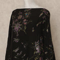 Black Floral Premium Pure Silk Satin Fabric With Metallic Finish 3.5 Meters, 140 Cms Width, South Korea Luxury Dress Material-D27709