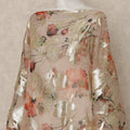Nude Beige Floral Traditional Somali Silk Chiffon Dirac Fabric With Metallic Lurex 3.5 Meters, 140 Cms Width, South Korea-D27719