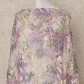 Blush Lavender Floral Traditional Somali Silk Chiffon Dirac Fabric With Metallic Lurex 3.5 Meters, 140 Cms Width, South Korea-D27718