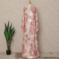 Beige Pink Floral Premium Pure Silk Satin Fabric With Metallic Finish 3.5 Meters, 140 Cms Width, South Korea Luxury Dress Material-D27715 - Regal Fabrics