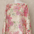 Beige Pink Floral Premium Pure Silk Satin Fabric With Metallic Finish 3.5 Meters, 140 Cms Width, South Korea Luxury Dress Material-D27715 - Regal Fabrics