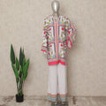 White Pink Floral Border Co Ord Set Party Wear