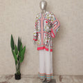 White Pink Floral Border Co Ord Set Party Wear
