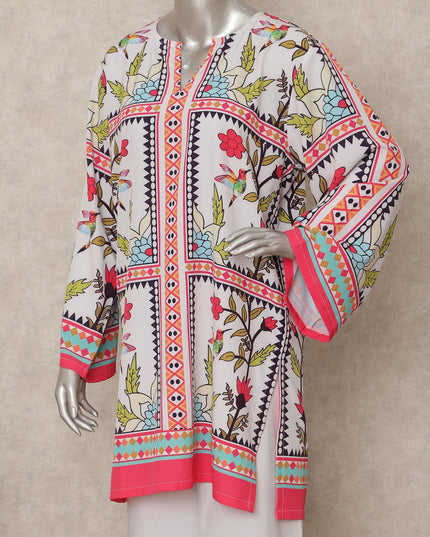 White Pink Floral Border Co Ord Set Party Wear