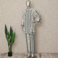 White Green Floral Border Co Ord Set Party Wear