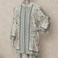 White Green Floral Border Co Ord Set Party Wear