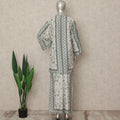 White Green Floral Border Co Ord Set Party Wear