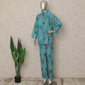Teal Blue Ikat Co Ord Set Party Wear Women