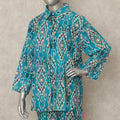 Teal Blue Ikat Co Ord Set Party Wear Women