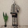 Black Beige Paisley Co Ord Set Party Wear Women