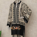 Black Beige Paisley Co Ord Set Party Wear Women