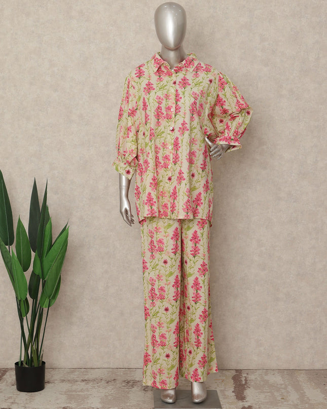 Yellow Pink Floral Co Ord Set Party Wear