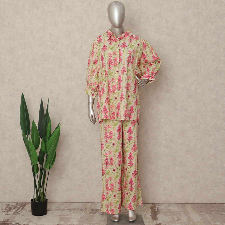 Yellow Pink Floral Co Ord Set Party Wear