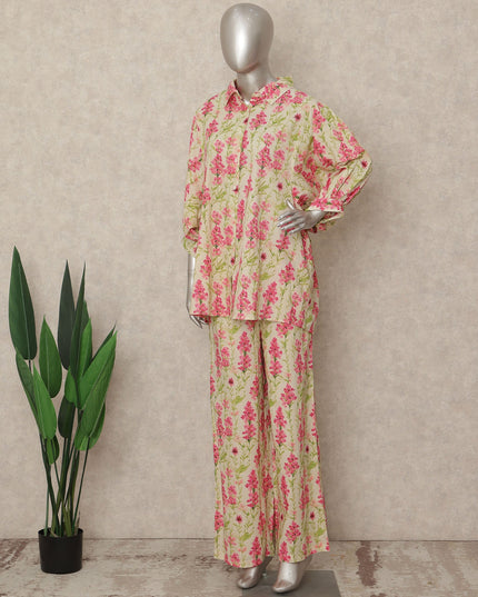Yellow Pink Floral Co Ord Set Party Wear