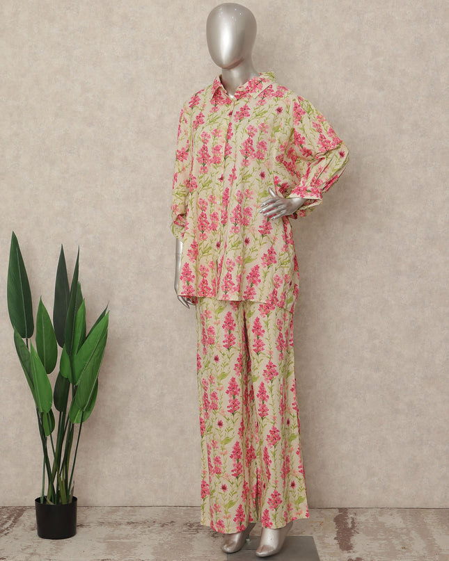 Yellow Pink Floral Co Ord Set Party Wear