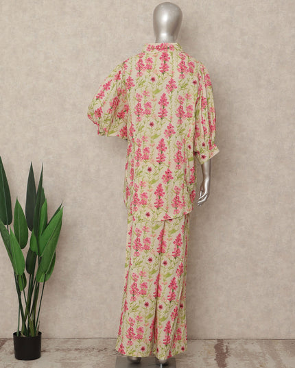 Yellow Pink Floral Co Ord Set Party Wear