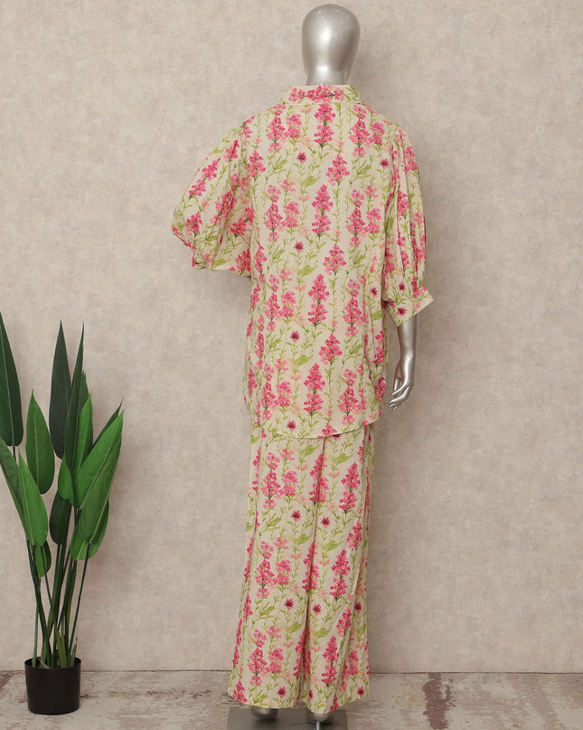 Yellow Pink Floral Co Ord Set Party Wear