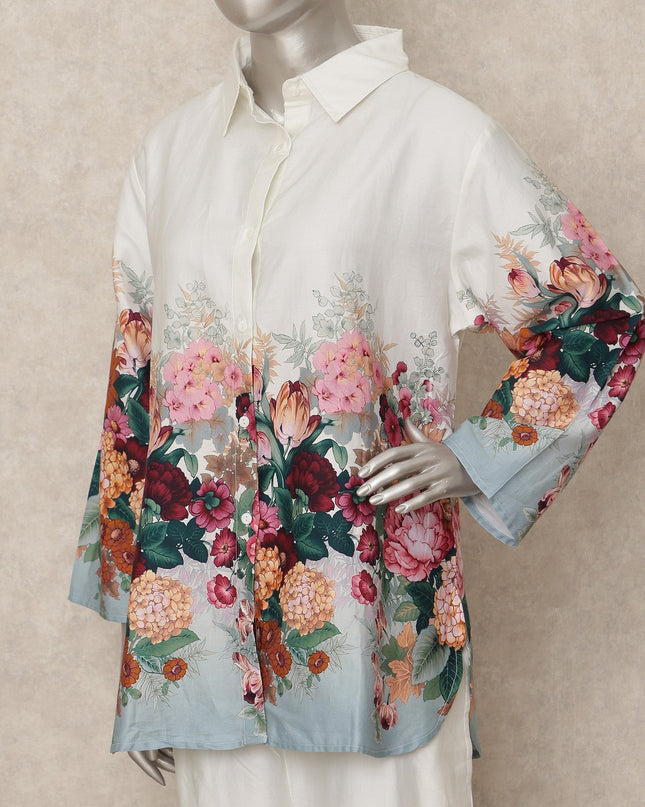 White Floral Co Ord Set Party Wear Women