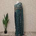 Deep Teal Green Premium French Chantilly Saree Lace With Stone Work 5.5 Mtrs Length 110 Cms Width Designer Net Fabric Made In France, Blouse Not Included-D28132
