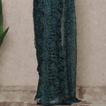 Deep Teal Green Premium French Chantilly Saree Lace With Stone Work 5.5 Mtrs Length 110 Cms Width Designer Net Fabric Made In France, Blouse Not Included-D28132