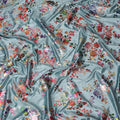 Sage Grey Floral Bouquet Synthetic Blended Velvet Fabric