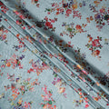Sage Grey Floral Bouquet Synthetic Blended Velvet Fabric