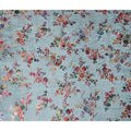 Sage Grey Floral Bouquet Synthetic Blended Velvet Fabric