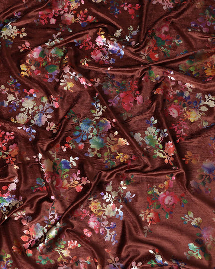 Chocolate Brown Floral Bouquet Fabric