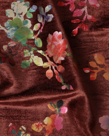 Chocolate Brown Floral Bouquet Fabric