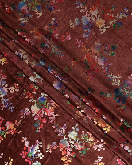 Chocolate Brown Floral Bouquet Fabric