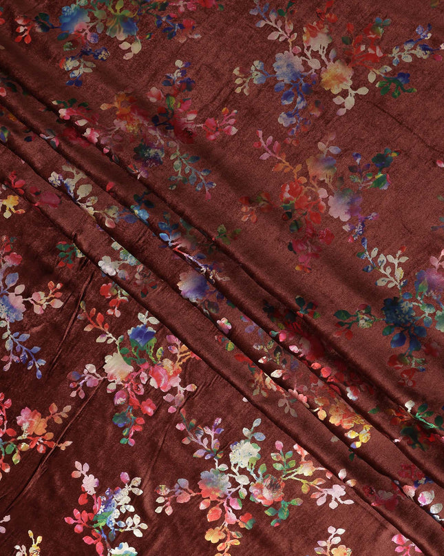 Chocolate Brown Floral Bouquet Fabric