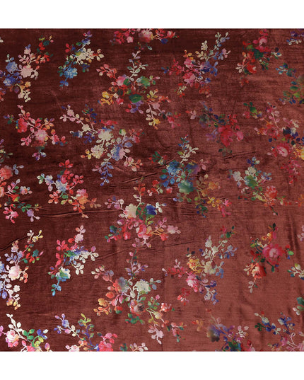 Chocolate Brown Floral Bouquet Fabric