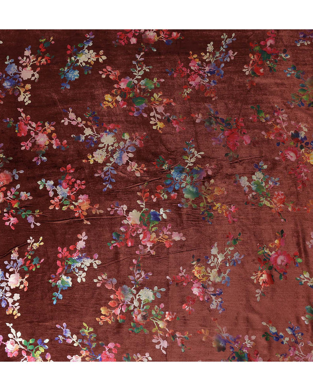 Chocolate Brown Floral Bouquet Fabric