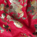 Crimson Red Rose Bouquet Synthetic Blended Velvet Fabric
