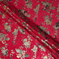 Crimson Red Rose Bouquet Synthetic Blended Velvet Fabric