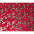 Crimson Red Rose Bouquet Synthetic Blended Velvet Fabric