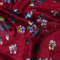 Crimson Red Burnout Floral Synthetic Blended Velvet Fabric