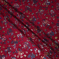 Crimson Red Burnout Floral Synthetic Blended Velvet Fabric