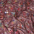 Dusty Rose Floral Bouquet Synthetic Blended Velvet Fabric