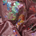 Dusty Rose Floral Bouquet Synthetic Blended Velvet Fabric