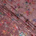 Dusty Rose Floral Bouquet Synthetic Blended Velvet Fabric