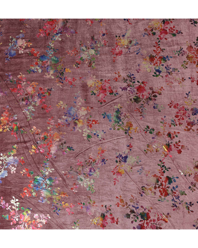 Dusty Rose Floral Bouquet Synthetic Blended Velvet Fabric