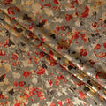 Warm Taupe Burnout Floral Synthetic Blended Velvet Fabric
